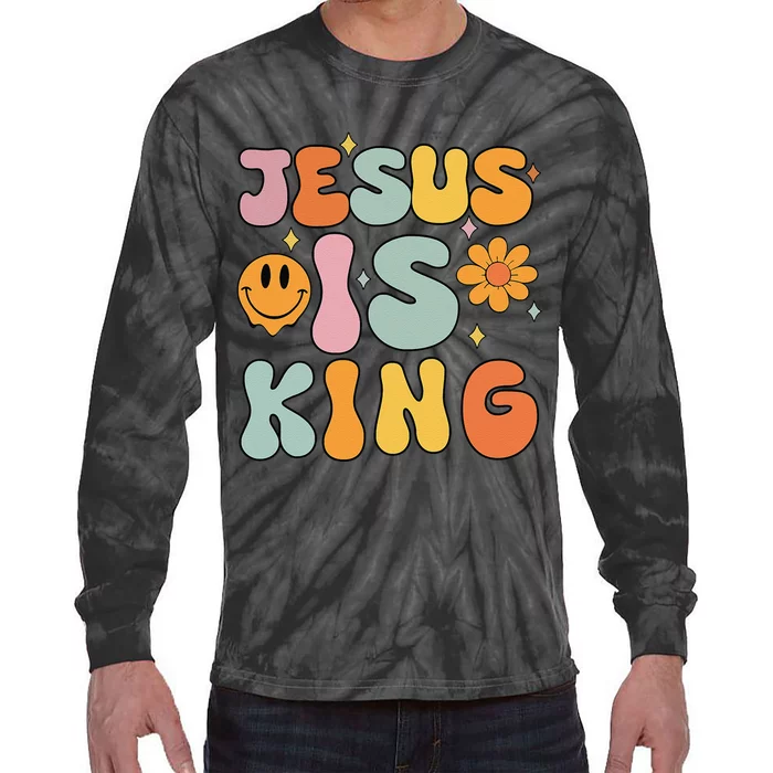 Jesus Is King Christian Religious Tie-Dye Long Sleeve Shirt