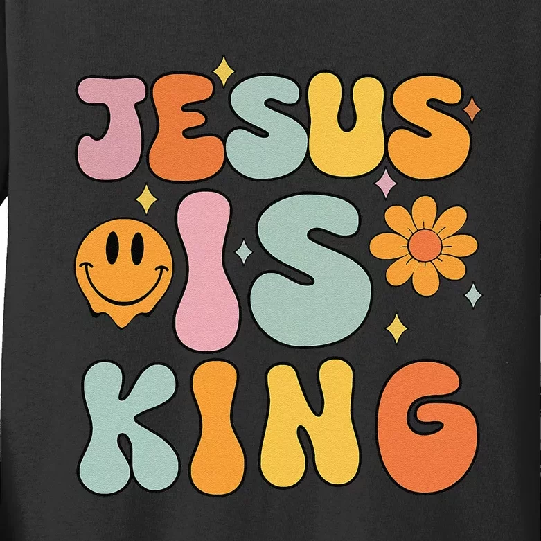 Jesus Is King Christian Religious Kids Long Sleeve Shirt