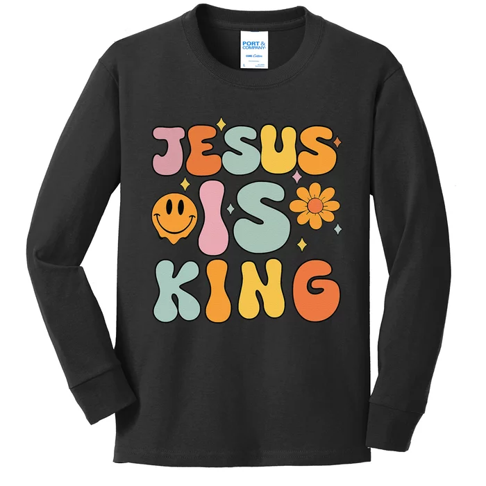 Jesus Is King Christian Religious Kids Long Sleeve Shirt