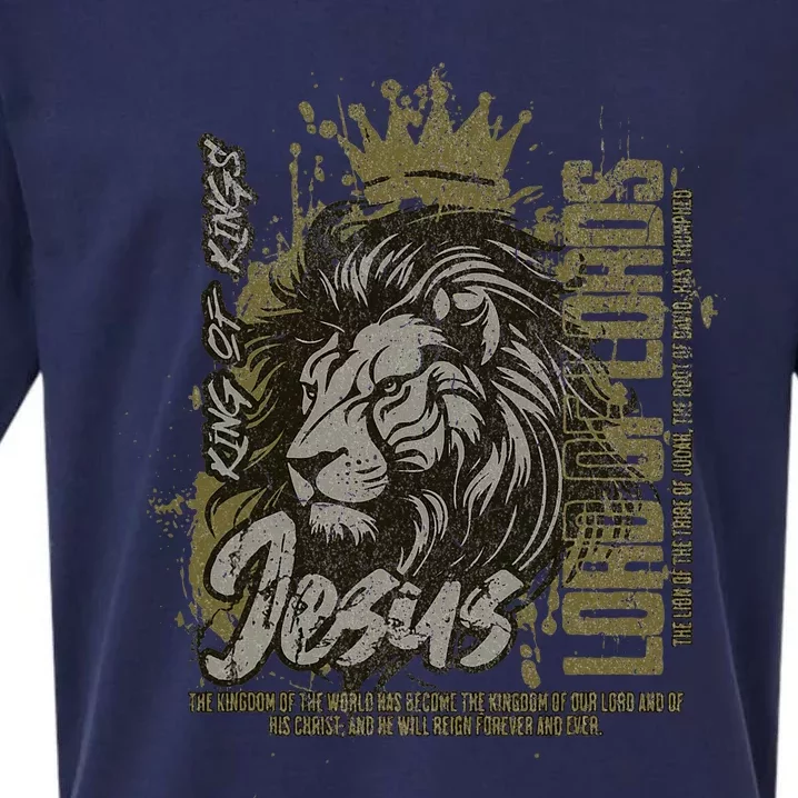 Jesus Is King Of Kings Christian Lion Bible Verse Faith Sueded Cloud Jersey T-Shirt