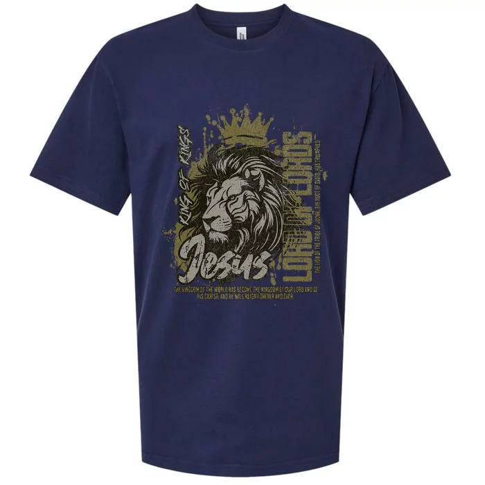 Jesus Is King Of Kings Christian Lion Bible Verse Faith Sueded Cloud Jersey T-Shirt