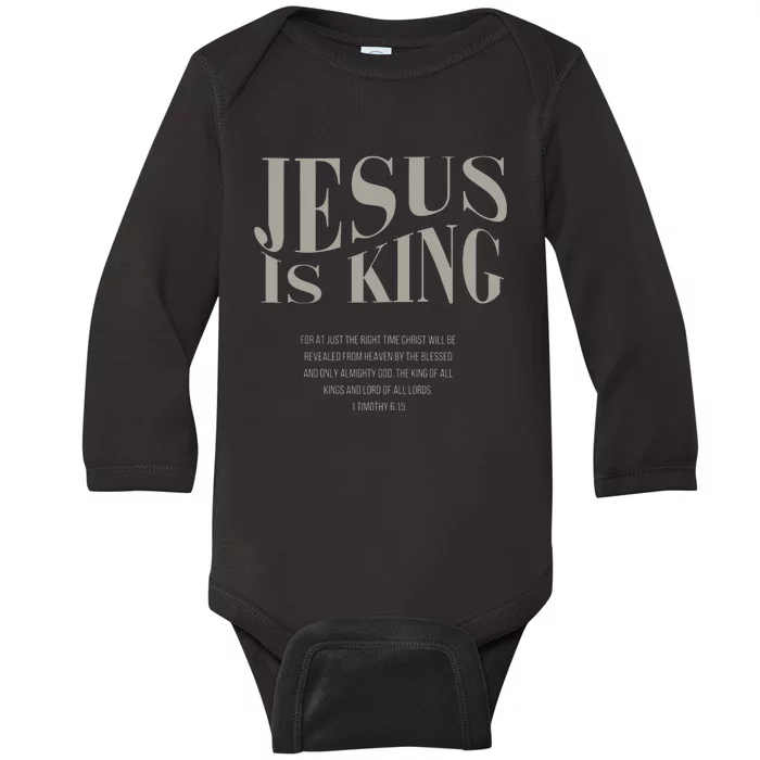 Jesus Is King Christian Baby Long Sleeve Bodysuit