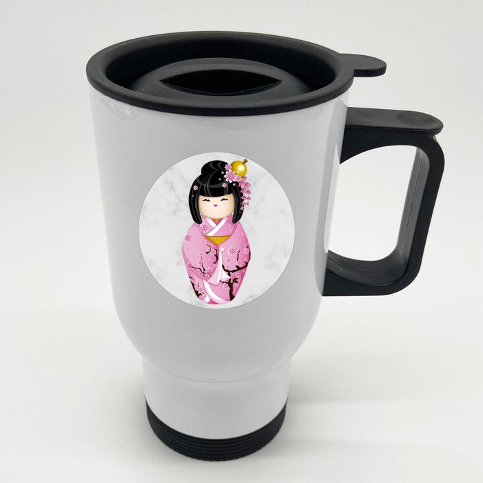 Japanese In Kimono Great Gift Front & Back Stainless Steel Travel Mug