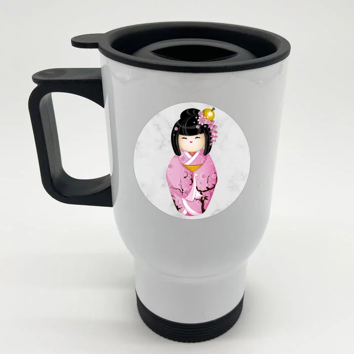 Japanese In Kimono Great Gift Front & Back Stainless Steel Travel Mug