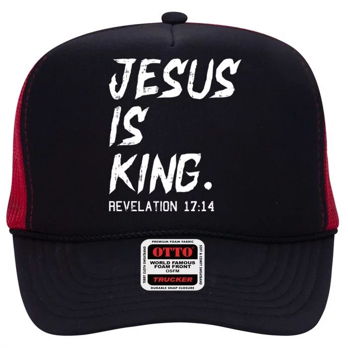 Jesus Is King Christmas Revelation Bible Religious Christian Gift High Crown Mesh Trucker Hat