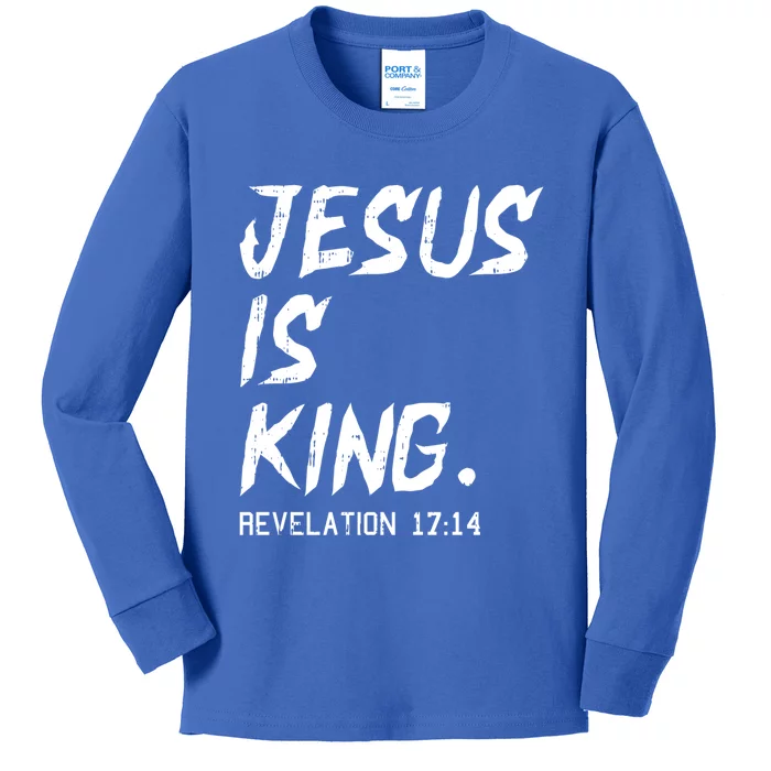 Jesus Is King Christmas Revelation Bible Religious Christian Gift Kids Long Sleeve Shirt