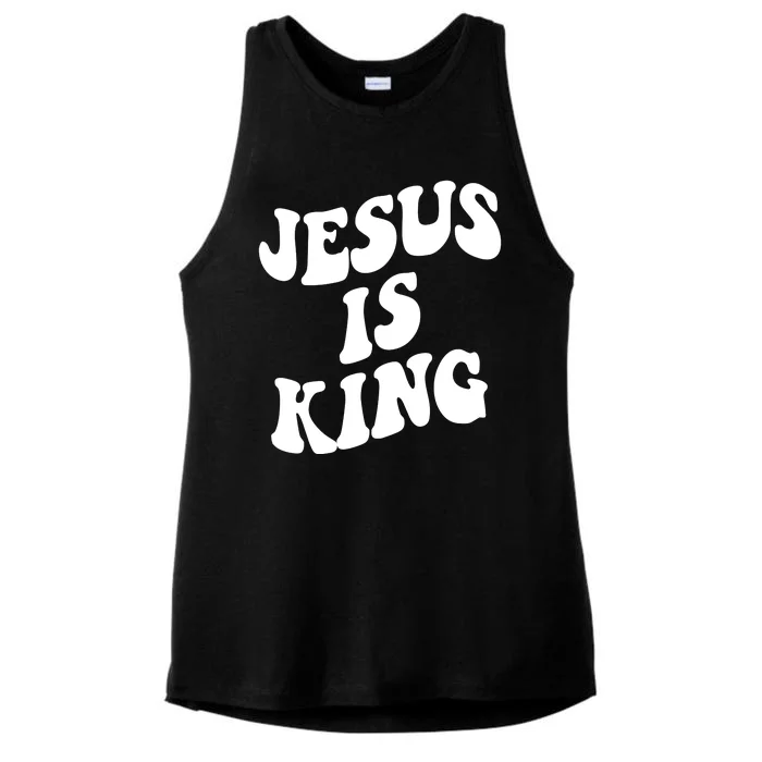 Jesus Is King Groovy Retro Christianity Ladies Tri-Blend Wicking Tank