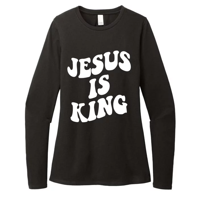 Jesus Is King Groovy Retro Christianity Womens CVC Long Sleeve Shirt