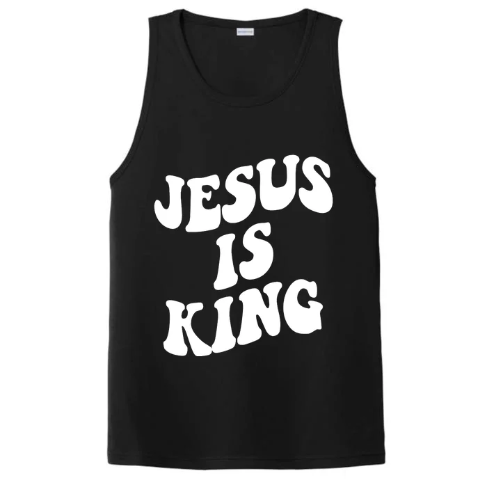 Jesus Is King Groovy Retro Christianity Performance Tank