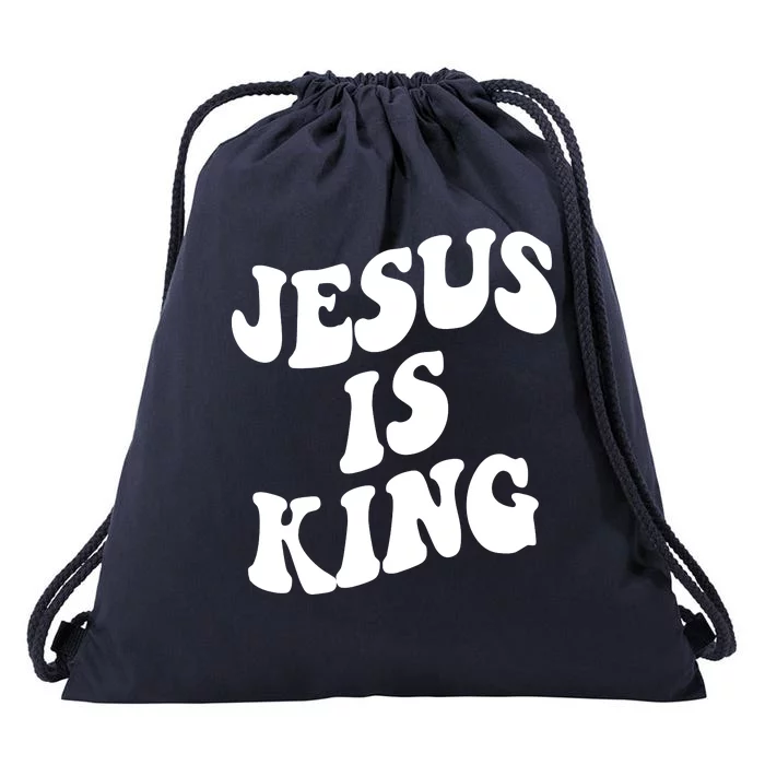 Jesus Is King Groovy Retro Christianity Drawstring Bag