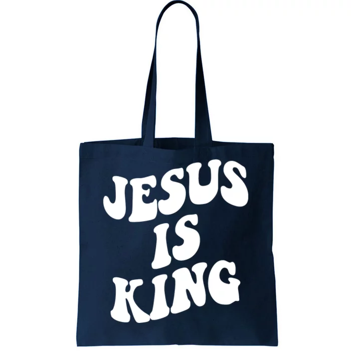 Jesus Is King Groovy Retro Christianity Tote Bag