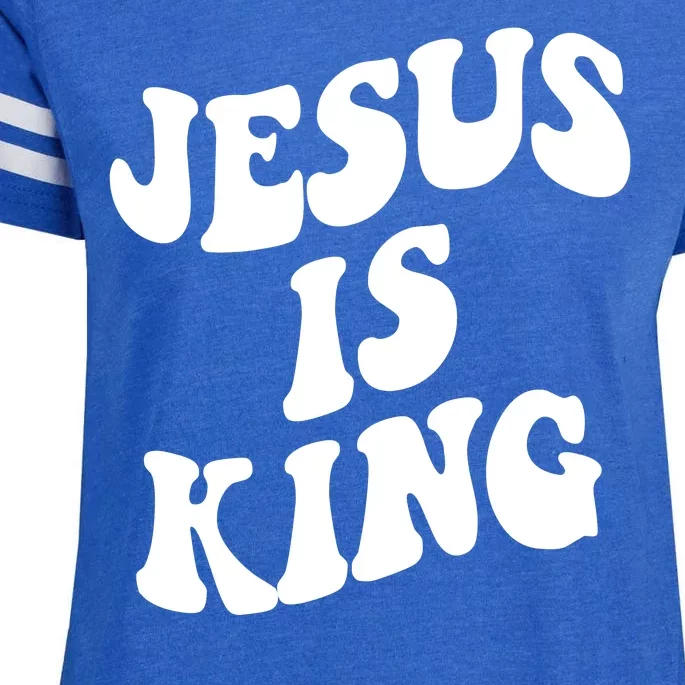 Jesus Is King Groovy Retro Christianity Enza Ladies Jersey Football T-Shirt