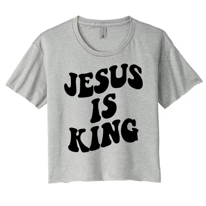 Jesus Is King Groovy Retro Christianity Women's Crop Top Tee