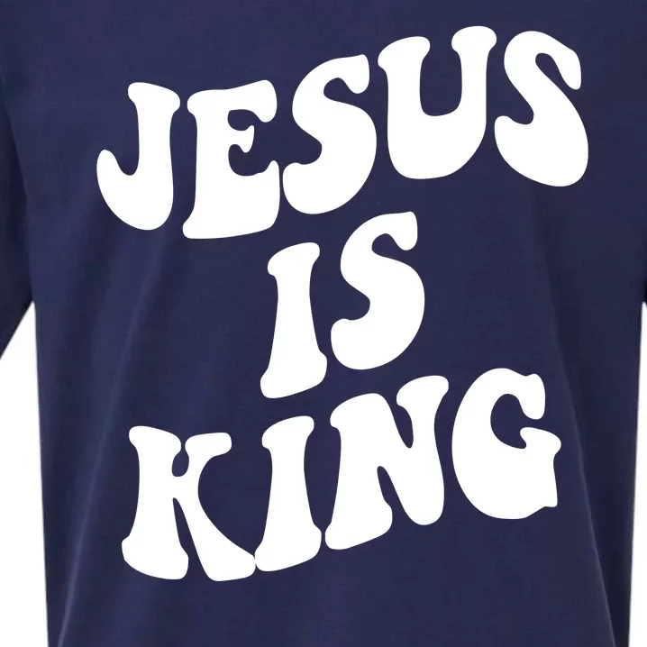 Jesus Is King Groovy Retro Christianity Sueded Cloud Jersey T-Shirt