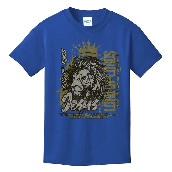 Jesus Is King Of Kings Jesus Lion Of Judah Christian Lion Kids T-Shirt