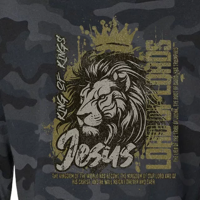 Jesus Is King Of Kings Jesus Lion Of Judah Christian Lion Cropped Pullover Crew