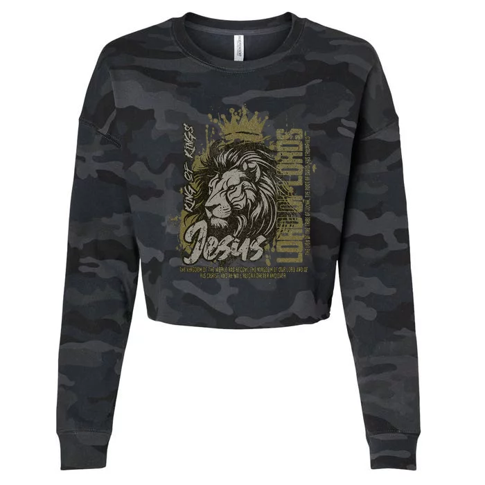 Jesus Is King Of Kings Jesus Lion Of Judah Christian Lion Cropped Pullover Crew