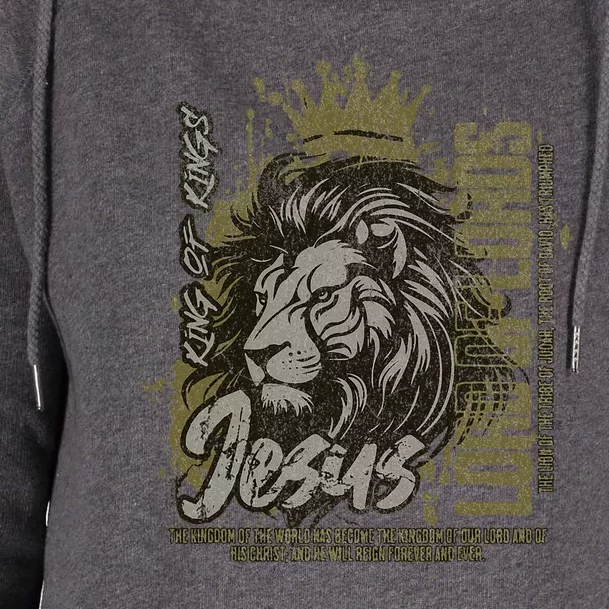 Jesus Is King Of Kings Jesus Lion Of Judah Christian Lion Womens Funnel Neck Pullover Hood