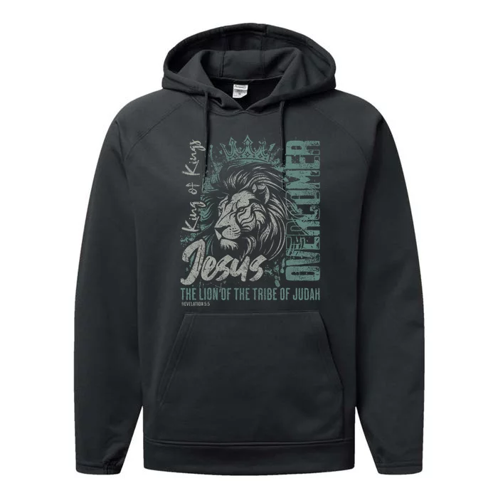 Jesus Is King Lion Of Judah Bible Faith Graphic Christian Performance Fleece Hoodie