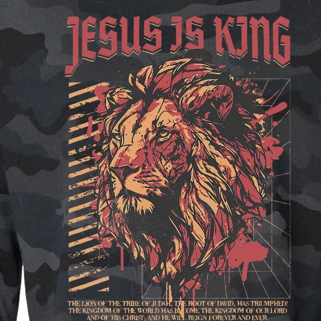 Jesus Is King Lion Christian Jesus Is King Lion Cropped Pullover Crew