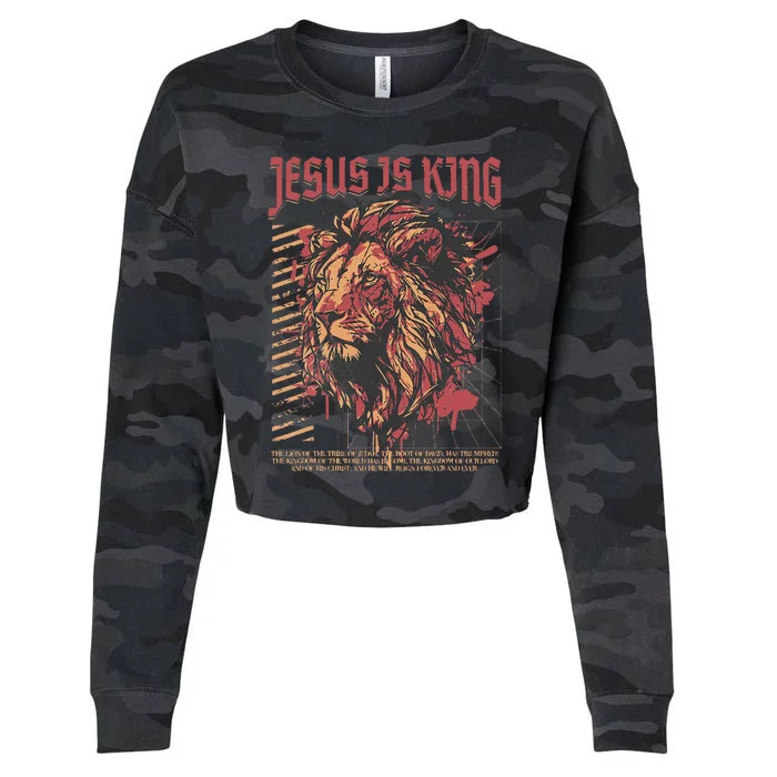 Jesus Is King Lion Christian Jesus Is King Lion Cropped Pullover Crew