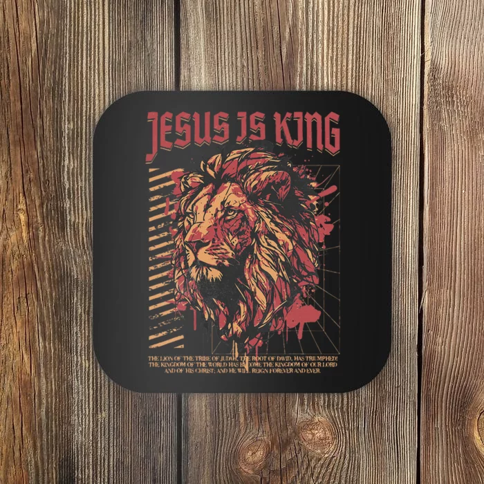 Jesus Is King Christian Lion Bible Scripture Faith Coaster