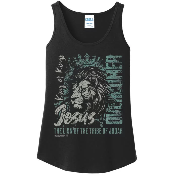 Jesus Is King Lion Of Judah Bible Faith Christian Ladies Essential Tank