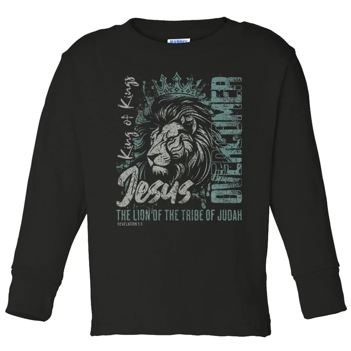 Jesus Is King Lion Of Judah Bible Faith Christian Toddler Long Sleeve Shirt