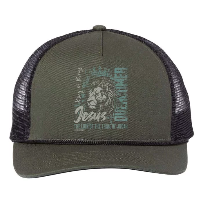 Jesus Is King Lion Of Judah Bible Faith Christian Retro Rope Trucker Hat Cap