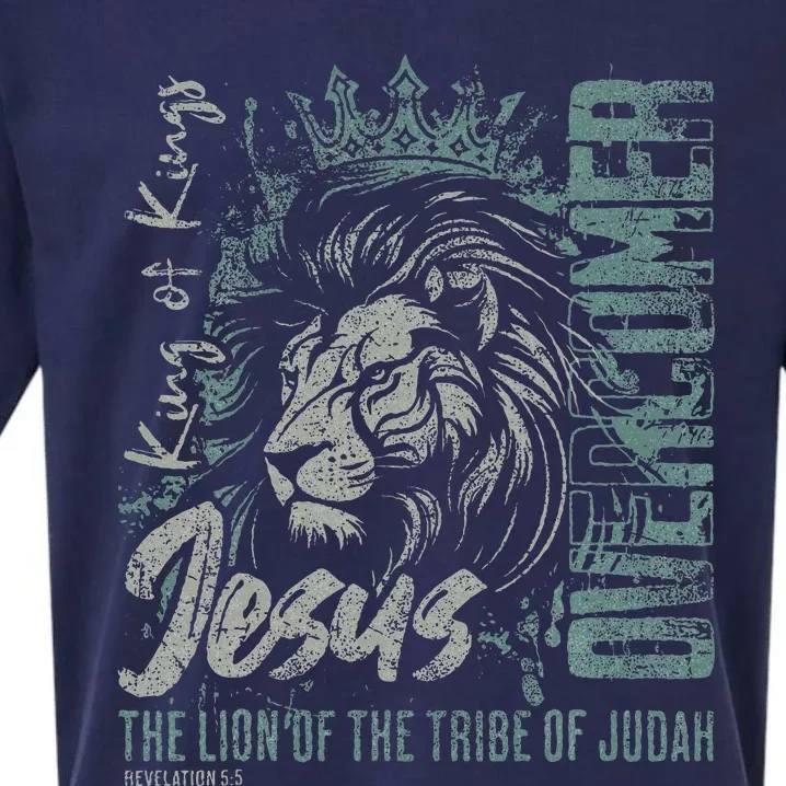 Jesus Is King Lion Of Judah Bible Faith Christian Sueded Cloud Jersey T-Shirt