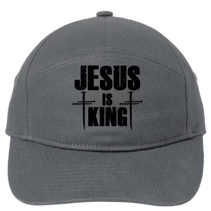 Jesus Is King 3 Nails Cross Christian Catholic Redeemed Collection 7-Panel Snapback Hat