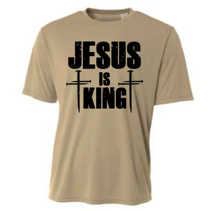 Jesus Is King 3 Nails Cross Christian Catholic Redeemed Collection Cooling Performance Crew T-Shirt