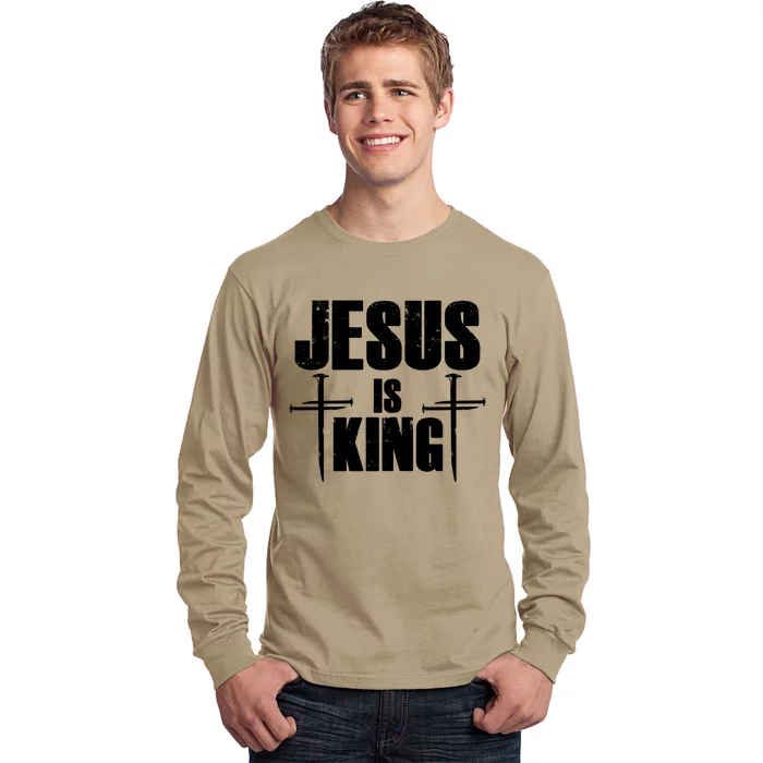 Jesus Is King 3 Nails Cross Christian Catholic Redeemed Collection Long Sleeve Shirt