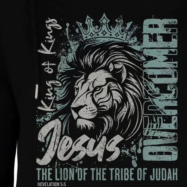 Jesus Is King Lion Of Judah Bible Faith Graphic Christian Womens Funnel Neck Pullover Hood