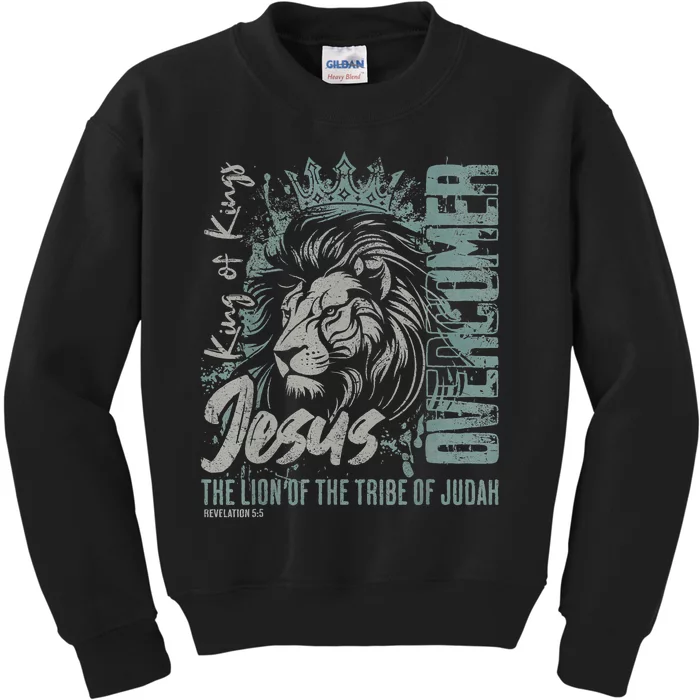 Jesus Is King Lion Of Judah Bible Faith Graphic Christian Kids Sweatshirt