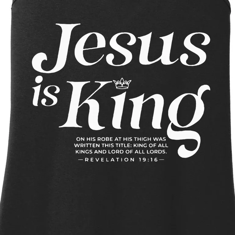 Jesus Is King On His Robe At His Thigh Was Writen Ladies Essential Tank