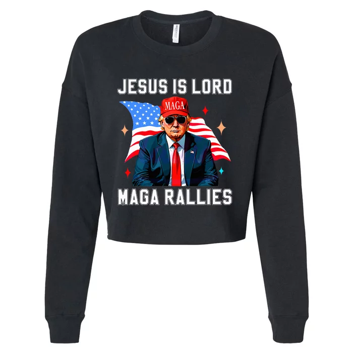 Jesus Is Lord Maga Rallies Voting Pro Trump Cropped Pullover Crew