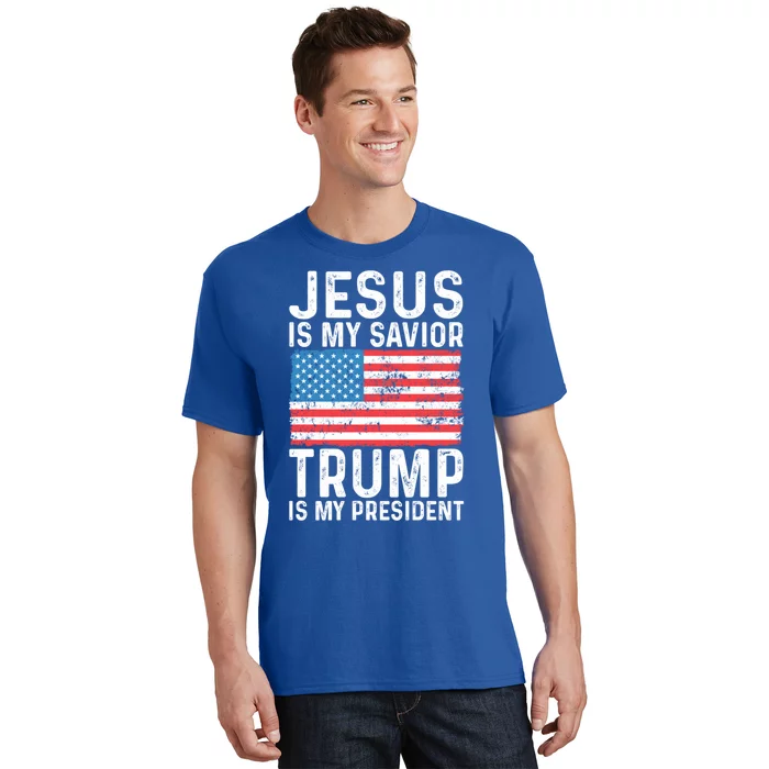 Jesus Is My Savior Trump Is My President Usa Flag Cute Gift T-Shirt