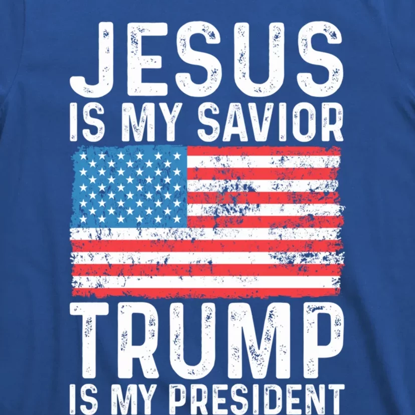 Jesus Is My Savior Trump Is My President Usa Flag Cute Gift T-Shirt