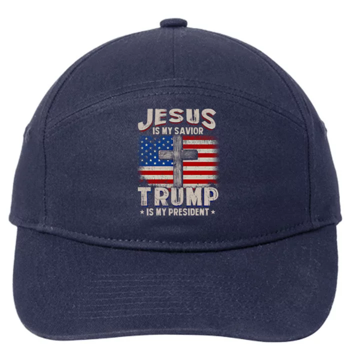 Jesus Is My Savior Trump Is My President Gift 7-Panel Snapback Hat