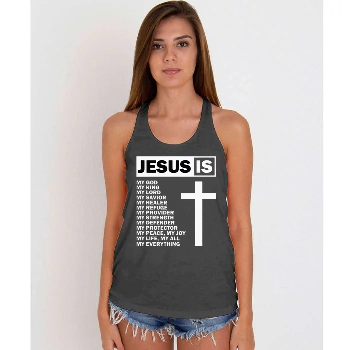 Jesus Is My All My Everything My God Lord Savior Women's Knotted Racerback Tank