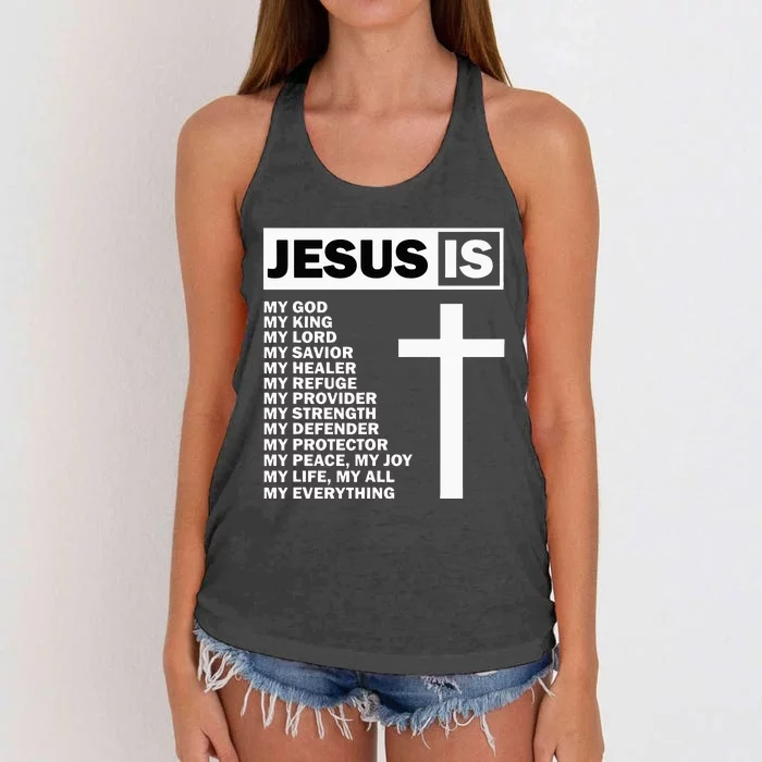 Jesus Is My All My Everything My God Lord Savior Women's Knotted Racerback Tank