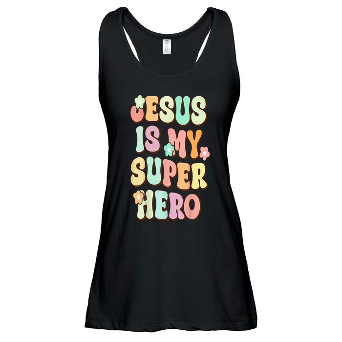 Jesus Is My Superhero Christian Religious Ladies Essential Flowy Tank