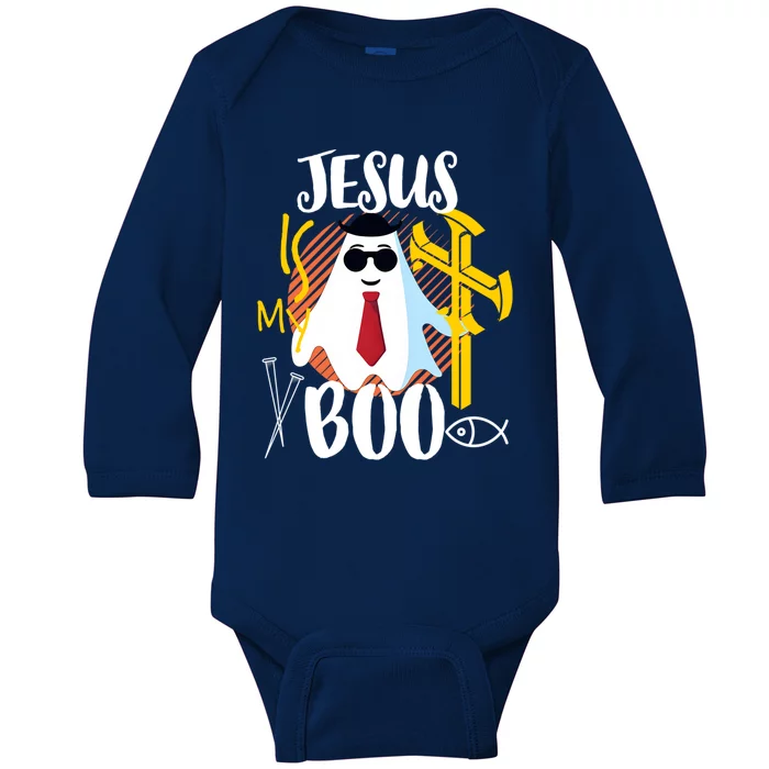 Jesus Is My Boo Ghosts Funny Halloween Costume Jesus Great Gift Baby Long Sleeve Bodysuit