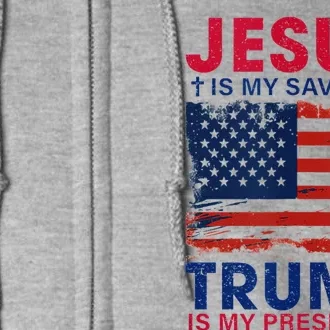 Jesus Is My Savior Trump Is My President Flag Full Zip Hoodie