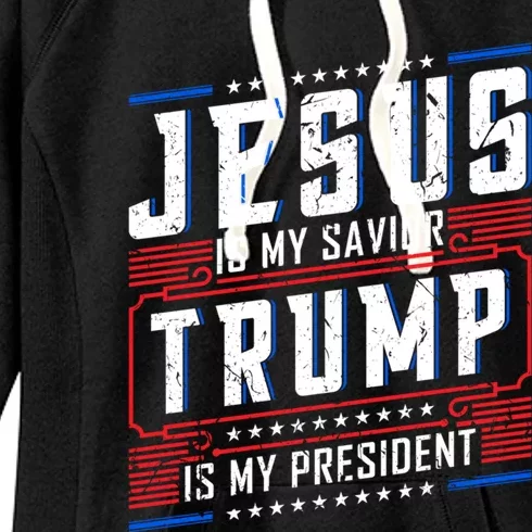 Jesus Is My Saviour Trump Is My President 2020 Election Gift Great Gift Women's Fleece Hoodie