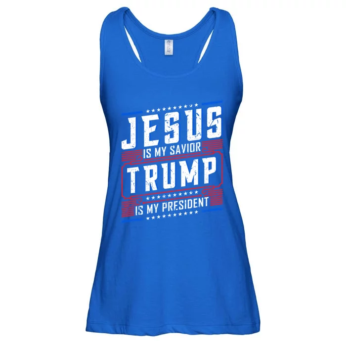 Jesus Is My Saviour Trump Is My President 2020 Election Gift Great Gift Ladies Essential Flowy Tank