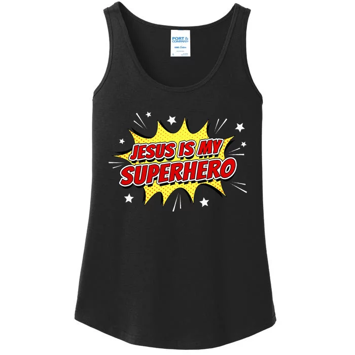 Jesus Is My Superhero – & Adult Christian Faith Comic Ladies Essential Tank