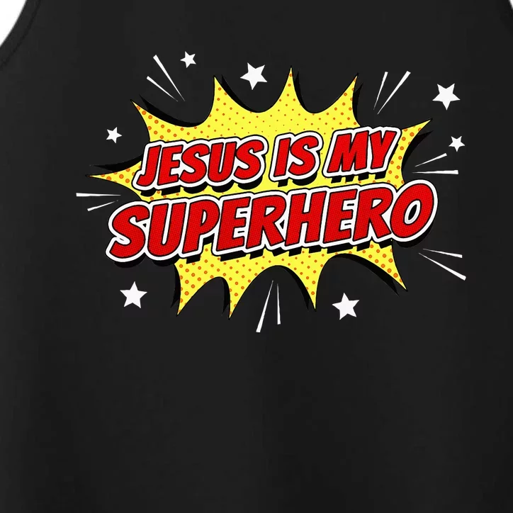 Jesus Is My Superhero – & Adult Christian Faith Comic Performance Tank