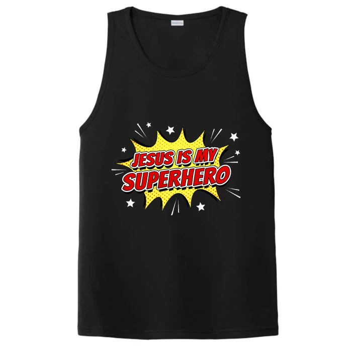 Jesus Is My Superhero – & Adult Christian Faith Comic Performance Tank